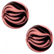 Polaris cabochon Plat 12mm zebra Peachy coral pink